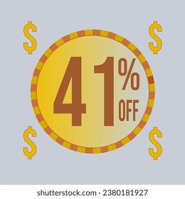 41 percent off blue banner with yellow coin for promotions and offers.