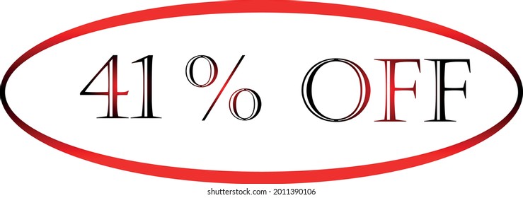41 Prozent Rabatt auf das rote Vektorsymbol. Discount-Symbol, Discount-Promotion, Sale-Rabatt-Angebot, Marketing-Werbung, Superverkauf.
