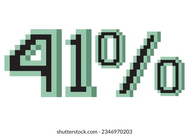 41 percent with pixel art 3d. Vector illustration.