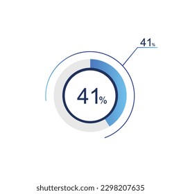 41% percentage infographic circle icons, 41 percents pie chart infographic elements for Illustration, business, web design.