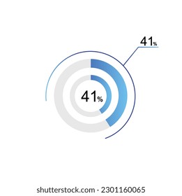 41% percentage infographic circle icons, 41 percents pie chart infographic elements for Illustration, business, web design.