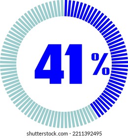 41 Percentage with Round Pie Chart. Economy, medical, sport and speed concept