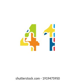 41 Puzzle number illustration. Vector Eps10