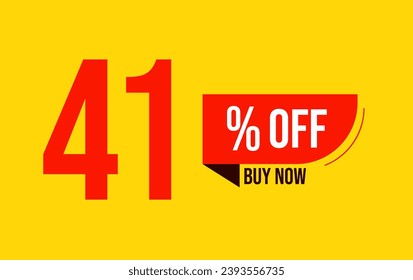 41% sale offer. Special offer discount label with sale percentage. 41 percent off price reduction badge. Promotion design isolated vector illustration, red and yellow.