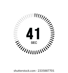 41 second timer clock. 41 sec stopwatch icon countdown time digital stop chronometer.