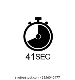 41 second timer vector icon, 41 sec stopwatch symbol.