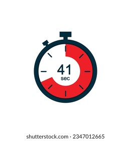 41 seconds , 41 sec stopwatch vector icon. Stopwatch icon in flat style on a white background. Vector.