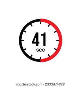 41 seconds timer clock. 41 sec stopwatch icon countdown time digital stop chronometer.