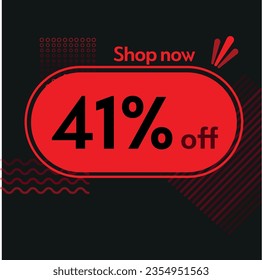 41% Shop now vector red and black elements black friday buy now online shop sticker marketing