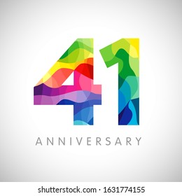 41 st anniversary numbers. 41 years old logotype. Bright congrats. Isolated abstract graphic web design template. Creative 1, 4 3D digits. Up to 41% percent off discount idea. Congratulation concept.