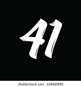 41, text design. Vector calligraphy. Typography poster. Usable as background.