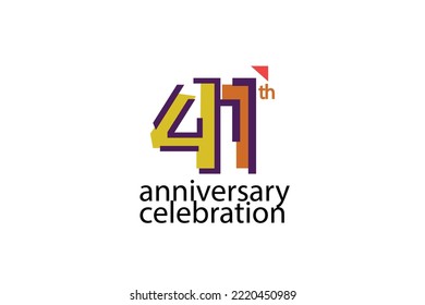 41 year anniversary celebration abstract style logotype. anniversary with purple, yellow, orange color isolated on white background, vector design for celebration, invitation, greeting card - Vector