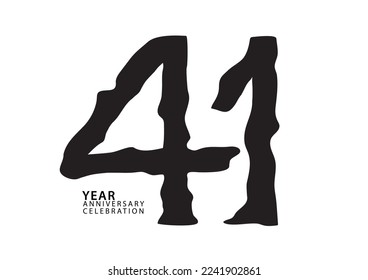 41 year anniversary celebration black color logotype vector, 41 number design, 41th Birthday invitation, logo number design vector illustration, graphic element, calligraphy font, typography logo