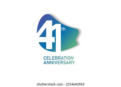 41 year anniversary celebration fun style logotype. anniversary white logo with green blue color isolated on red background, vector design for celebration, invitation and greeting card - Vector