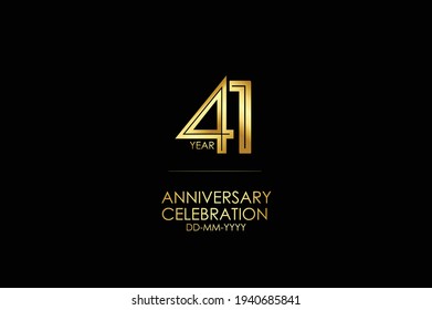 41 year anniversary celebration Gold Line. logotype isolated on Black background for celebration, invitation card, and greeting card-Vector