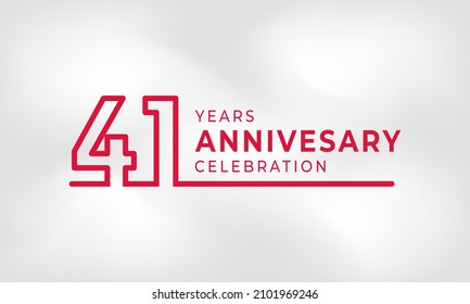 41 Year Anniversary Celebration Linked Logotype Outline Number Red Color for Celebration Event, Wedding, Greeting card, and Invitation Isolated on White Texture Background