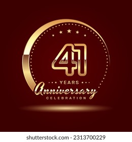 41 year anniversary celebration logo design with a number and golden ring concept, logo vector template