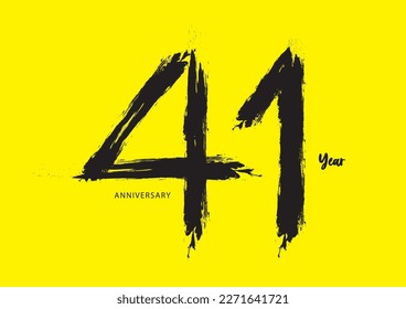 41 year anniversary celebration logotype on yellow background, 41 number design, 41th Birthday invitation, anniversary logo template, logo number design vector, calligraphy font, typography logo