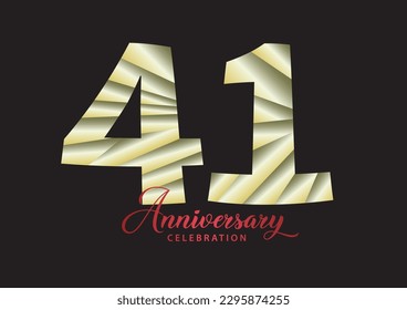 41 year anniversary celebration logotype vector, 41 number design, 41th Birthday invitation, anniversary logo template, logo number design vector, calligraphy font, typography logo, vector design