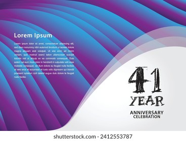 41 year anniversary celebration logotype on purple background for poster, banner, leaflet, flyer, brochure, web, invitations or greeting card, 41 number design, 41th Birthday invitation 