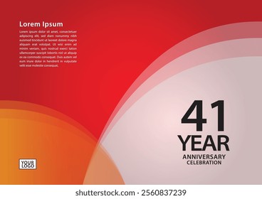 41 year anniversary celebration logotype on red background for poster, banner, leaflet, flyer, brochure, web, invitations or greeting card, 41 number design, 41th Birthday invitation, anniversary logo