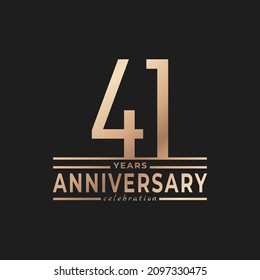 41 Year Anniversary Celebration with Thin Number Shape Golden Color for Celebration Event, Wedding, Greeting card, and Invitation Isolated on Dark Background