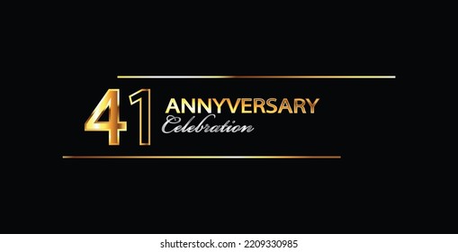 41 Year Anniversary celebration Vector Design. 41st Anniversary celebration. Gold Luxury Banner of 41st Anniversary celebration. forty-first celebration card. Vector anniversary