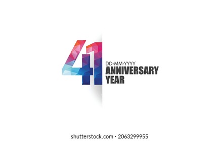 41 year anniversary full color polygon geometry style background for event, birthday, gift - vector