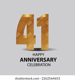 41 year anniversary, Gold shiny metallic numbers set, gold font sign isolated on gray background. Luxury fashion typography design for decoration, web, design, advertising. Vector illustration