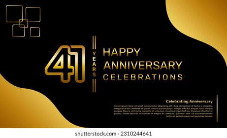 41 year anniversary logo design with a double line concept in gold color, logo vector template illustration