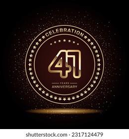 41 year anniversary logo design with double line numbers in gold color, vector template