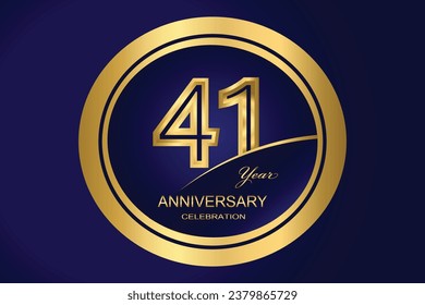 41 Year Anniversary Logo, Golden Color, Vector Template Design element for birthday, invitation, wedding, jubilee and greeting card illustration.