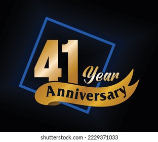 41 Year Anniversary ordinal number Counting vector art illustration in stunning font on gold color on black background