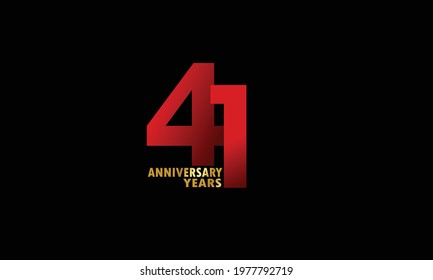 41 year anniversary red color, minimalist logo years, jubilee, greeting card. invitation on Grey background - Vector