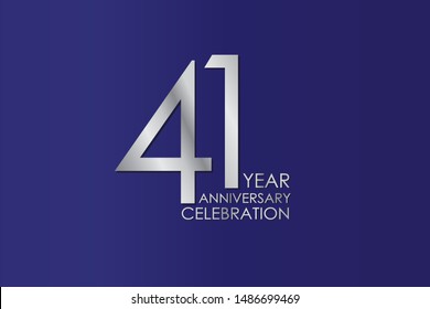 41 Year Anniversary Silver Color on Blue Background, For Invitation, banner, ads, greeting card - Vector