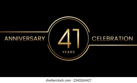41 year anniversary. Anniversary template design with golden ring. Logo Vector Illustration