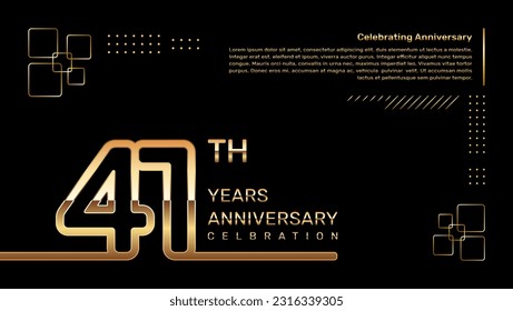 41 year anniversary template design with gold color and double line numbers, vector template