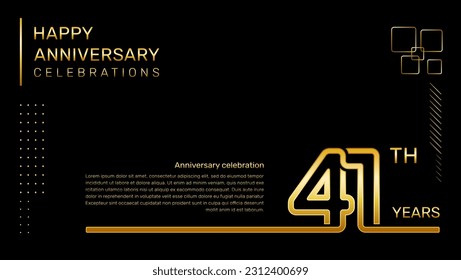 41 year anniversary template with gold color number and text, vector template