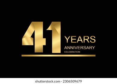 41 year anniversary vector banner template. gold icon isolated on black background.