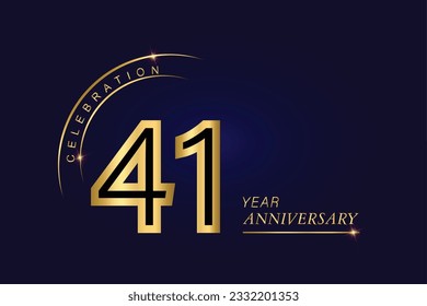 41 year anniversary vector banner template.Dark Blue Golden Royal anniversary Graphics Background.Growing Elegant Shine Spark. Luxury Premium Corporate Abstract Design Template.modern Shape Post.