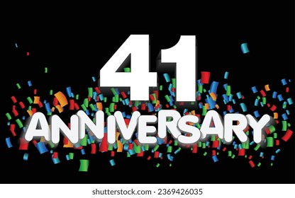 41 year anniversary vector banner template. paper banner with color confetti. Vector illustration.