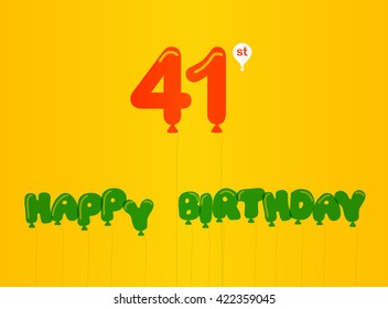 41 year birthday celebration flat color, 41st anniversary decorative flat modern style - vector illustration