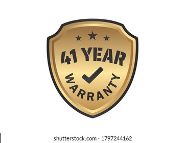 41 year Warranty Gold Shields on White Background