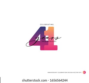 41 years anniversary or birthday celebration design template Vector.
