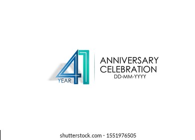 41 years anniversary celebration Blue and Tosca Colors Design logotype. anniversary logo isolated on White background -vector