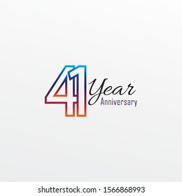 41 years anniversary celebration blue and orage Color Design logotype. anniversary logo isolated on White background, vector Horizontal number design for celebration -vector