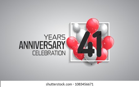 41 years anniversary celebration for company with balloons in square isolated on white background 