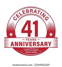 41 years anniversary celebration design template. 41st logo vector illustrations.