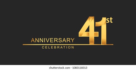 41 years anniversary celebration with elegant golden color isolated on black background, design for anniversary celebration.
