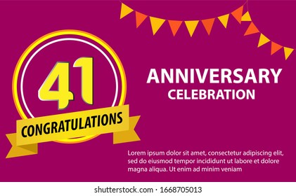 41 years anniversary celebration logo vector template design illustration